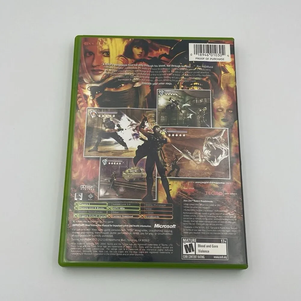 Ninja Gaiden (Microsoft Xbox, 2004) Complete W/ Manual + Reg Card CIB Tested